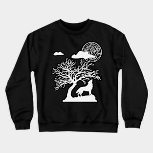 Wolf Howling at the Pizza Pie in the Sky Crewneck Sweatshirt